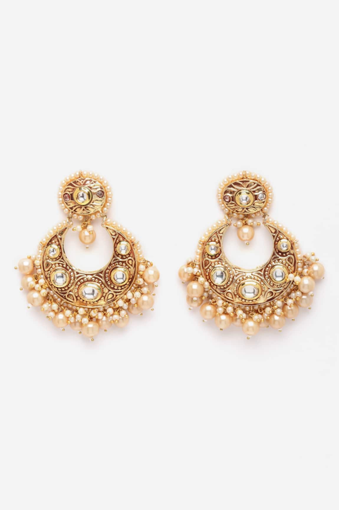 Dugran By Dugristyle Kundan Embellished Chandbalis 