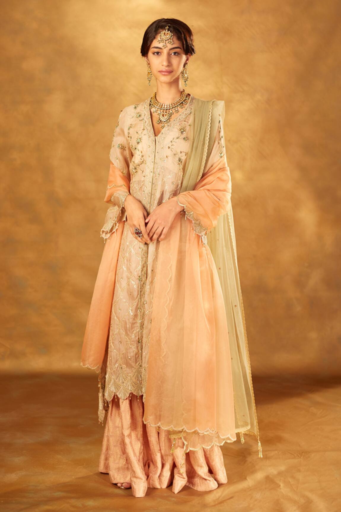 Bunka Amina Embroidered Jacket Gharara Set
