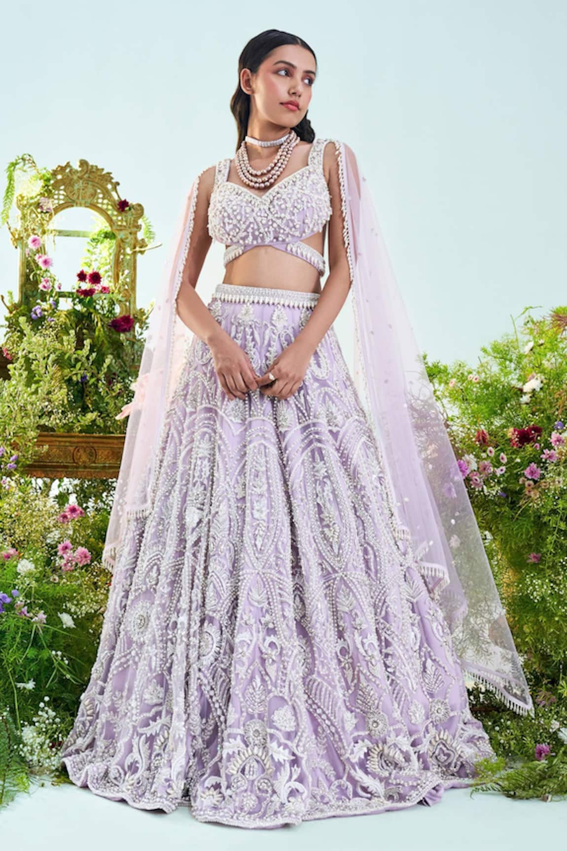 Mani Bhatia Ruby Pearl Embroidered Bridal Lehenga Set