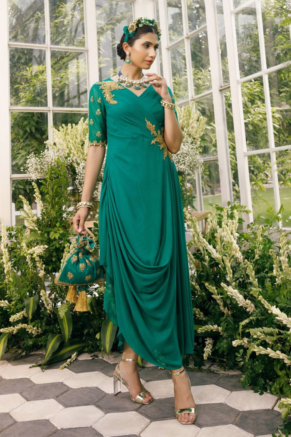 Adi By Aditya Khandelwl Zari Embroidered Draped Tunic
