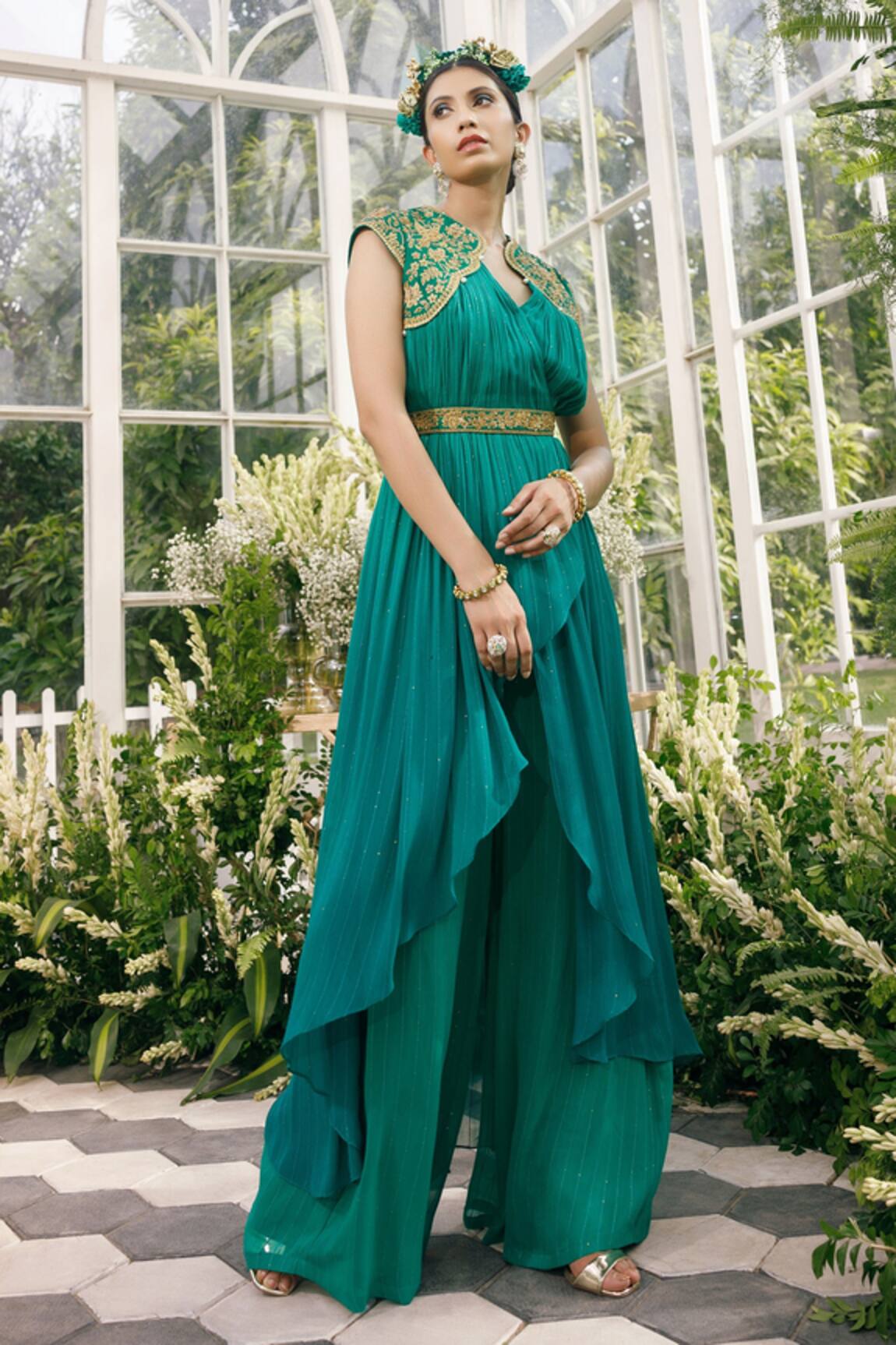 Adi By Aditya Khandelwl Embroidered Tunic & Palazzo Set