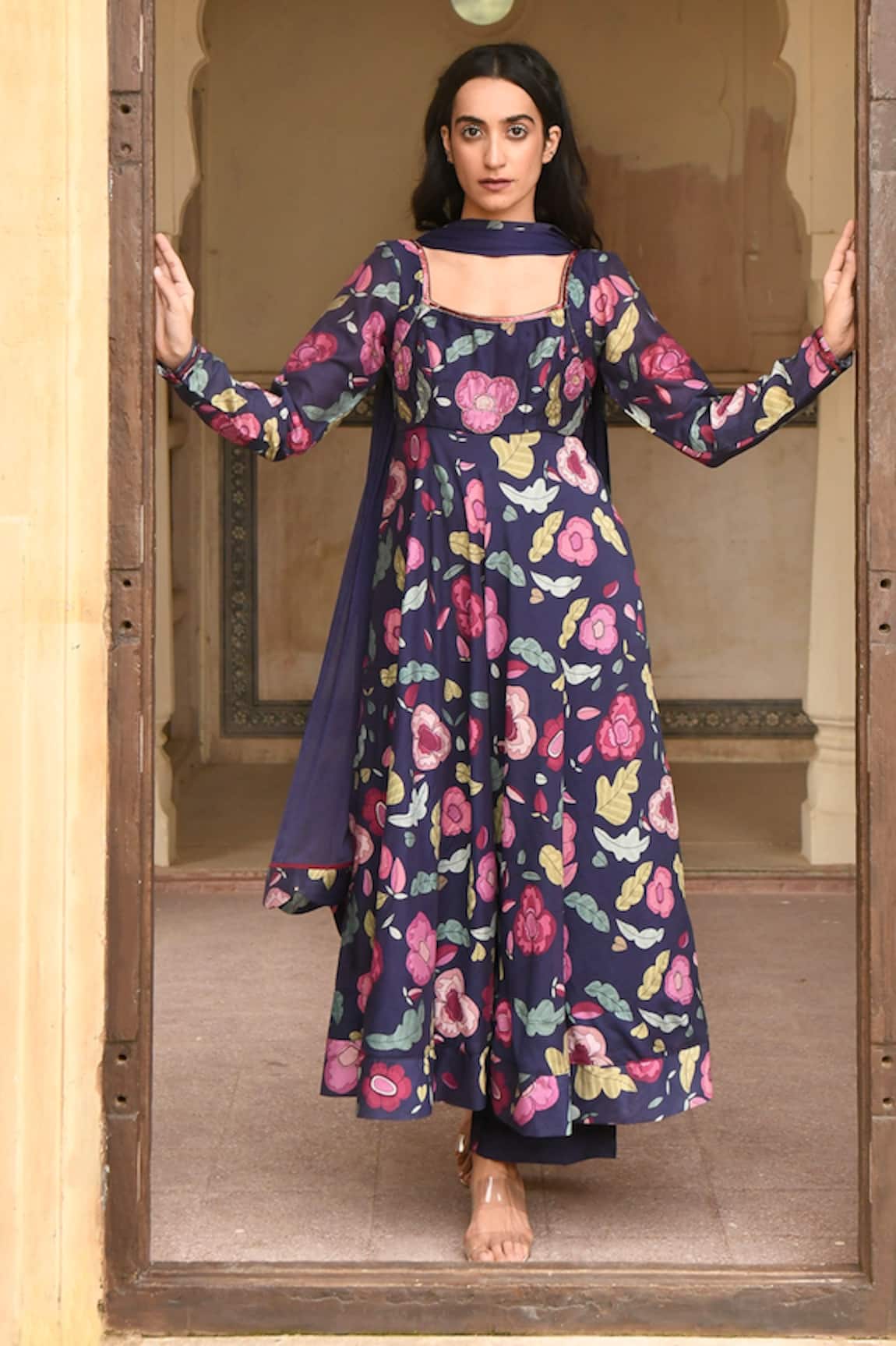 Taro Oxford Knight Chanderi Silk Anarkali Set 