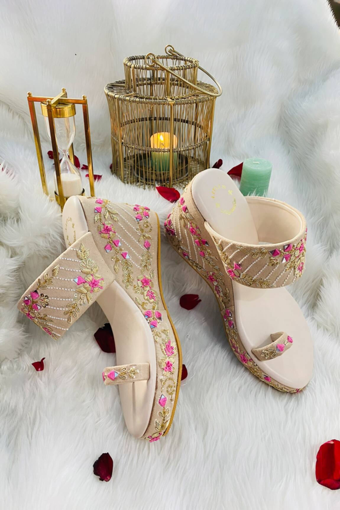 Shiveen Shiveen Anaya Floral Embroidered Wedges
