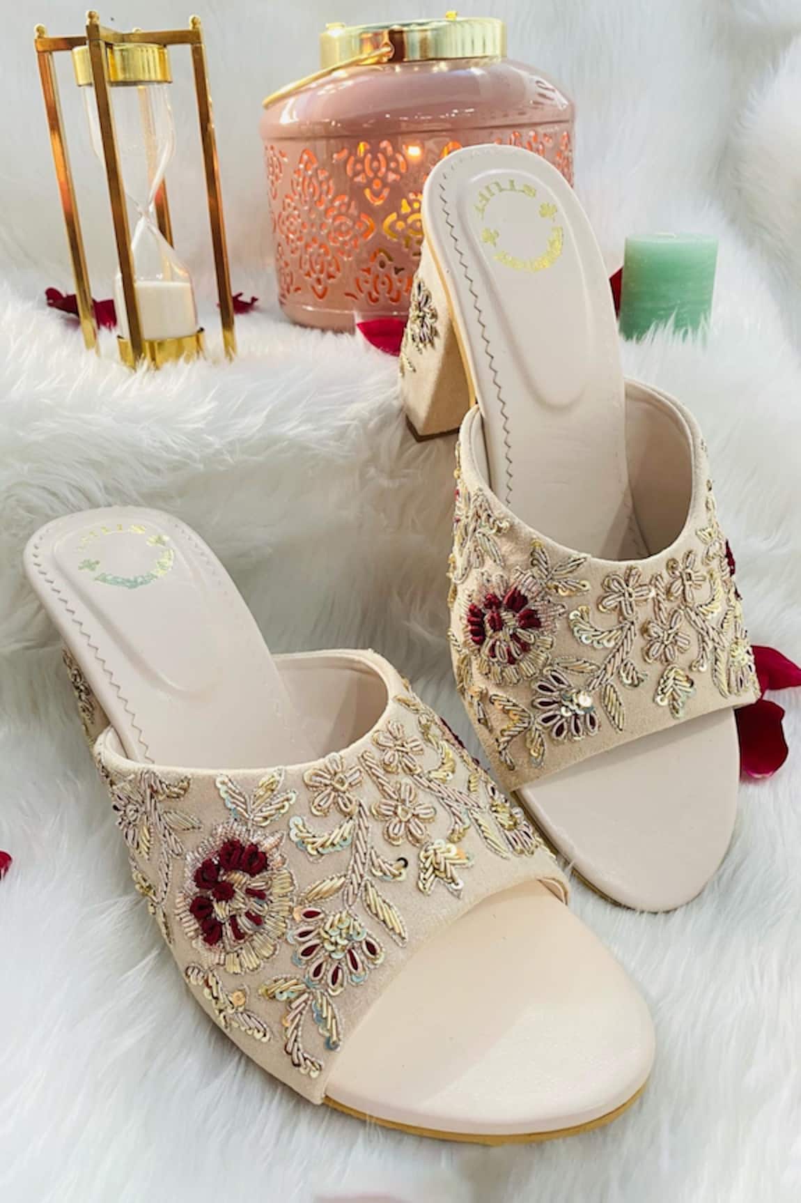 Shiveen Shiveen Baal Floral Embroidered Block Heels 