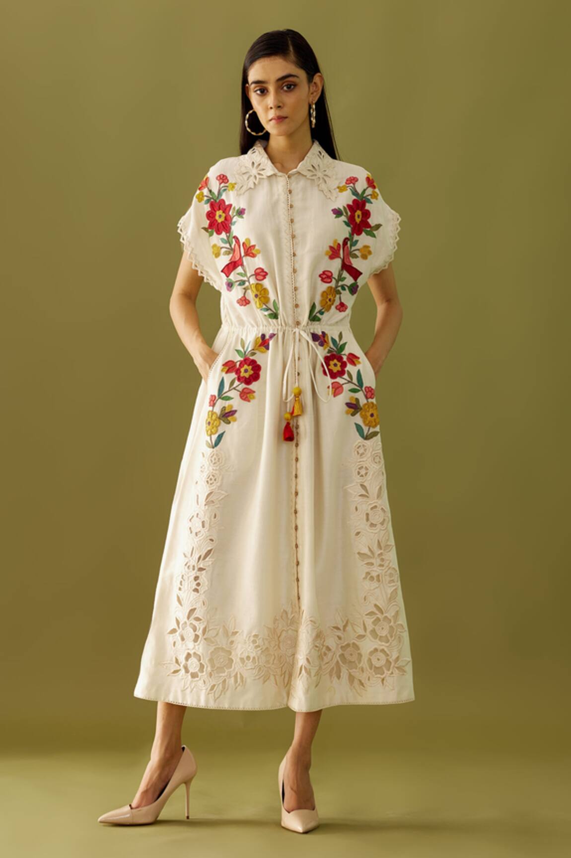 Chandrima Floral Applique Work Dress