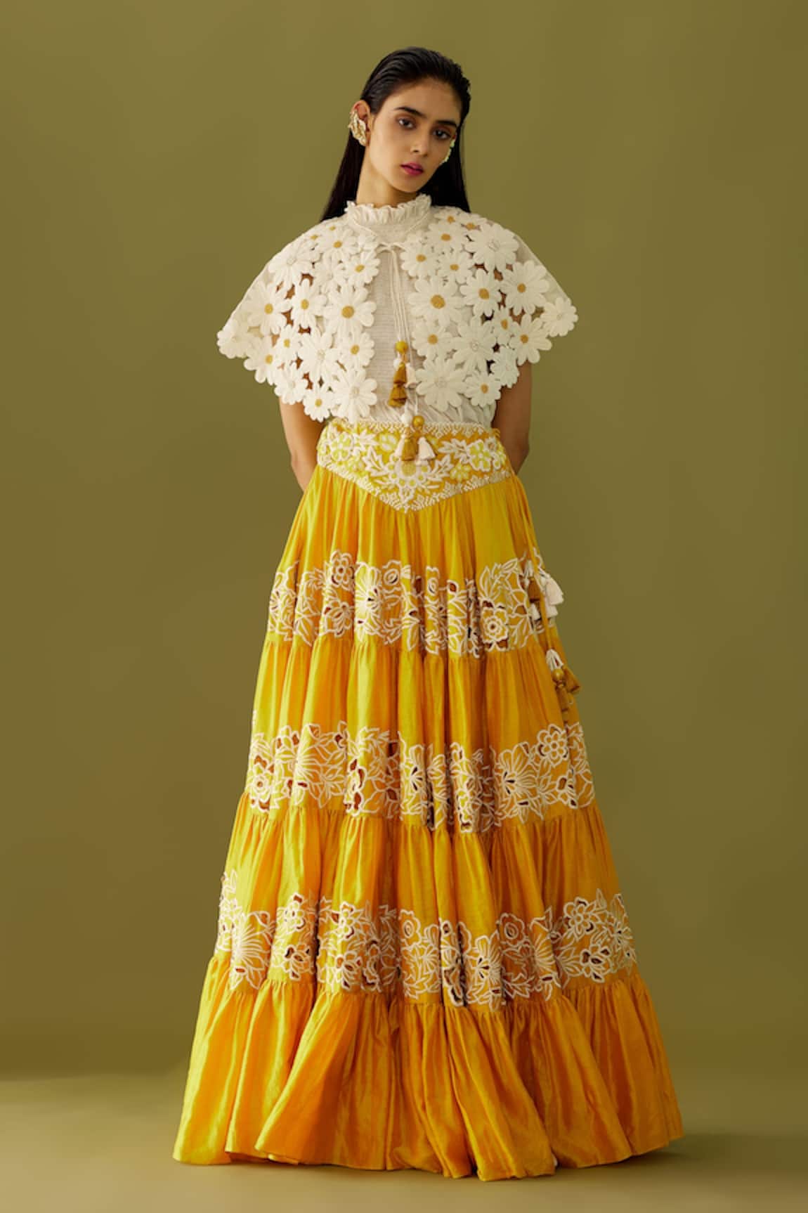 Chandrima Daisy Cutwork Cape 