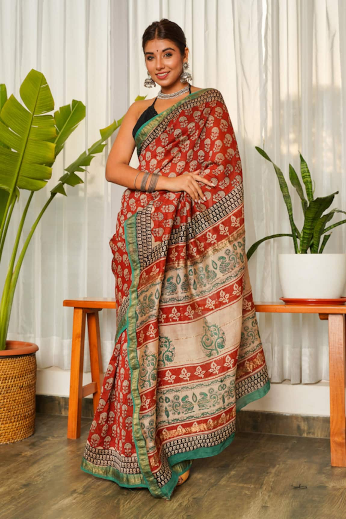 Ruchira Nangalia Chanderi Bagru Print Saree