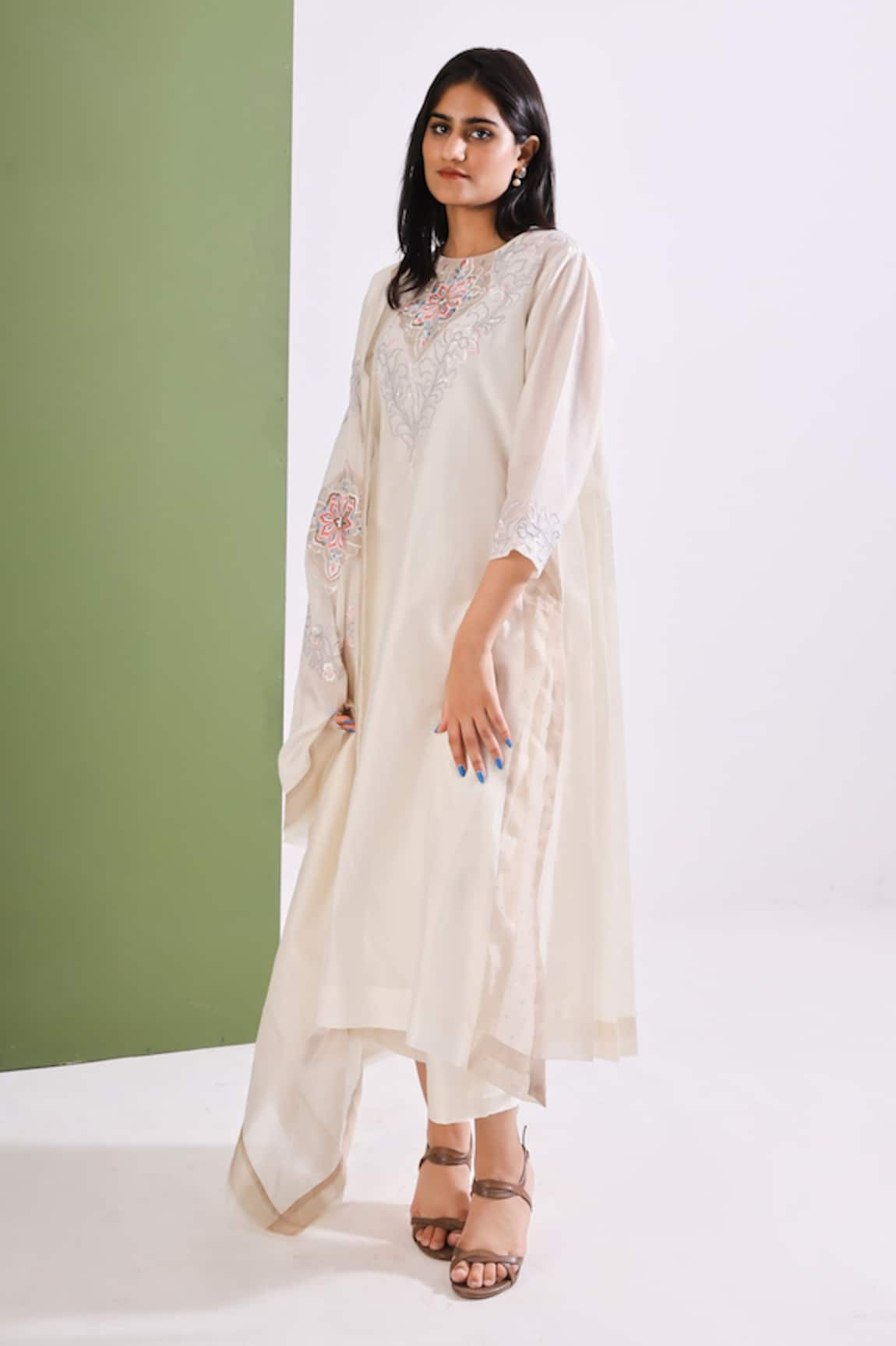 Neelu Sethi Chanderi Kurta Pant Set