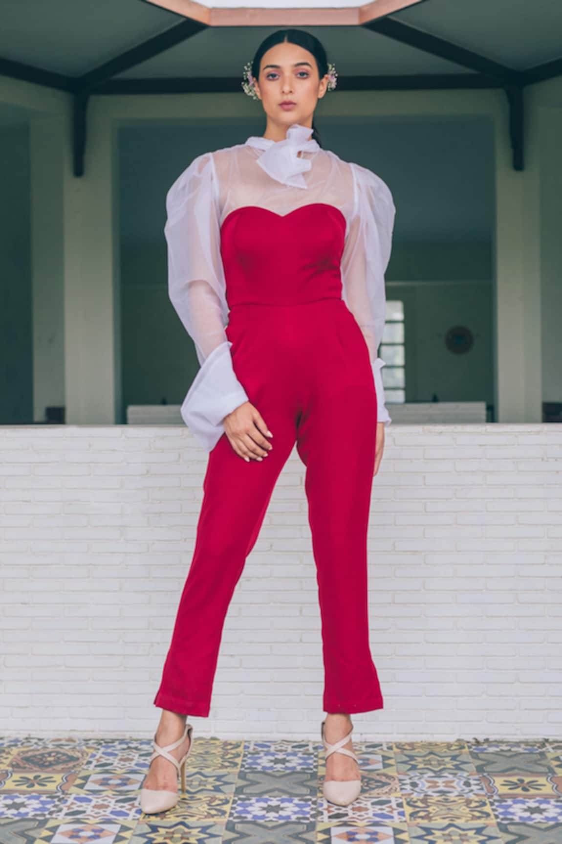 Tarini Vij Cinder & Dove Jumpsuit With Top