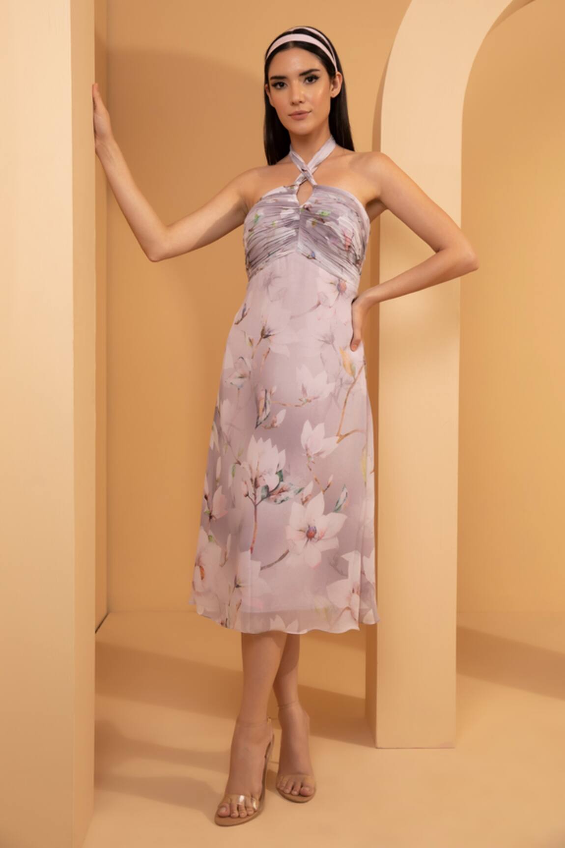 Tarini Vij Drew Halter Neck Dress