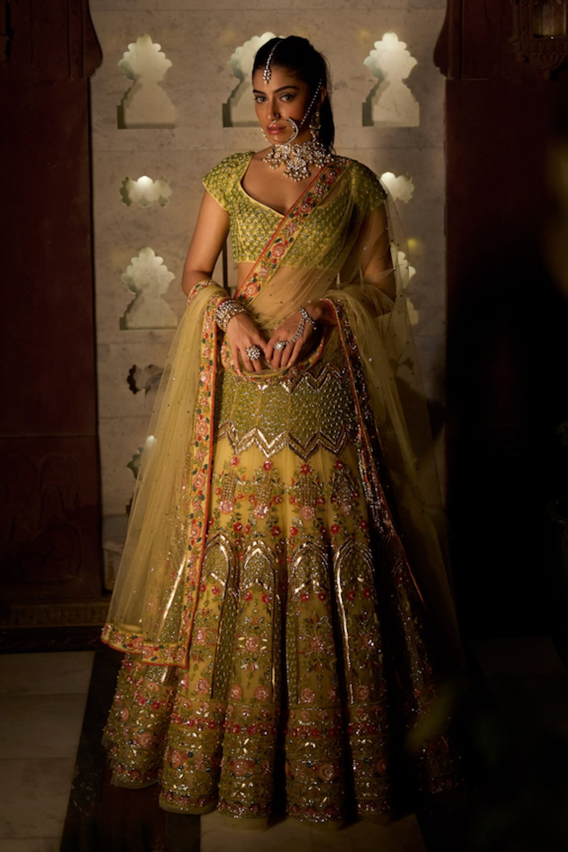 Reynu Taandon Floral Embroidered Bridal Lehenga Set