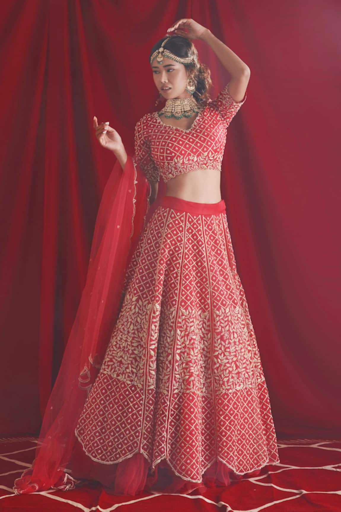Shloka Sudhakar Zardozi Embroidered Bridal Lehenga Set