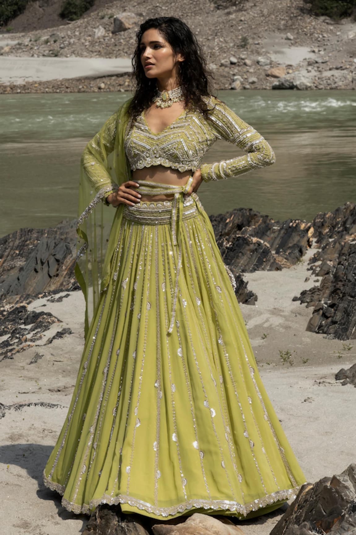 VARUN NIDHIKA Embroidered Bridal Lehenga Set