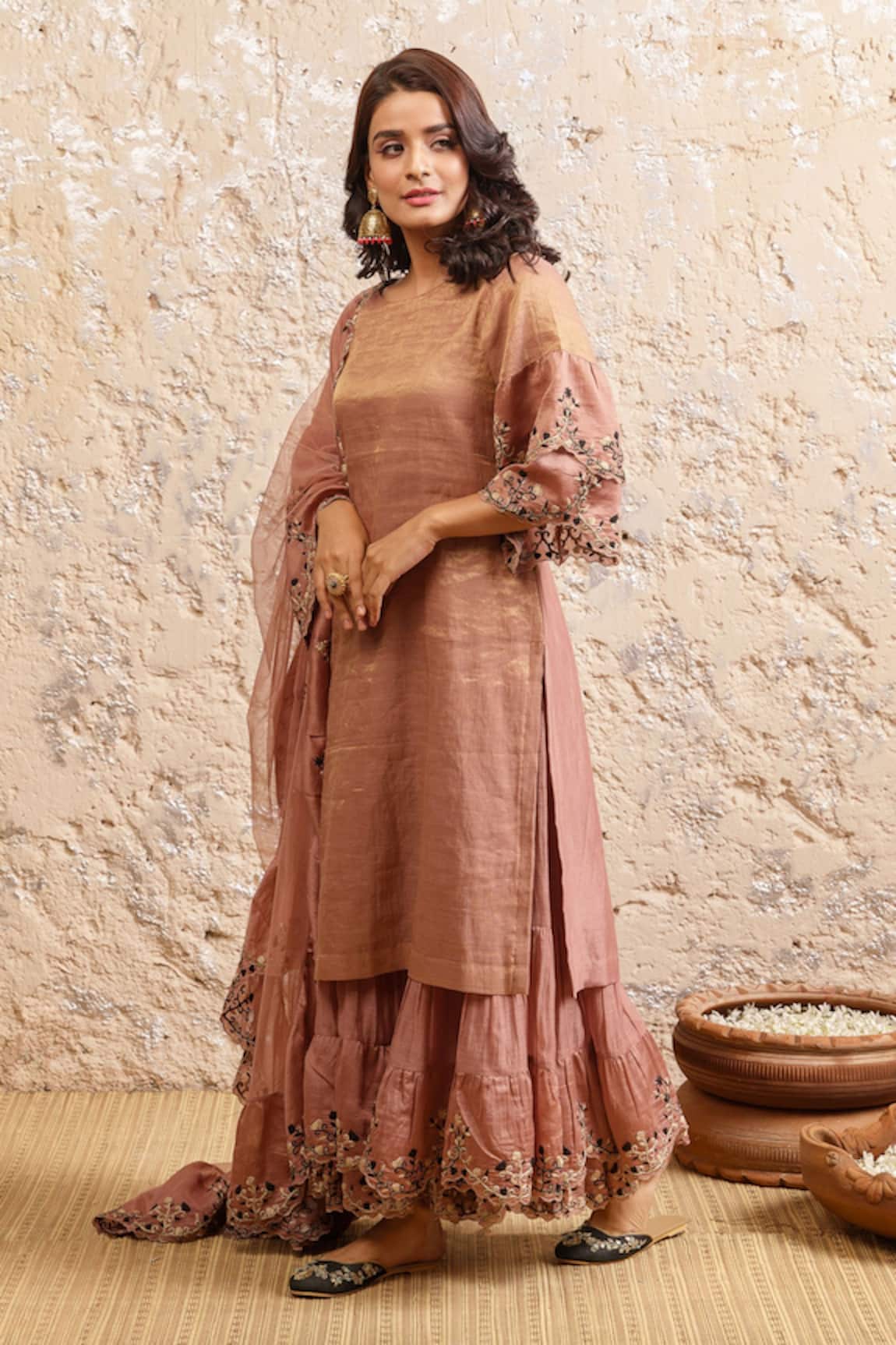 Naaz By Noor Round Neck Kurta Sharara Set 