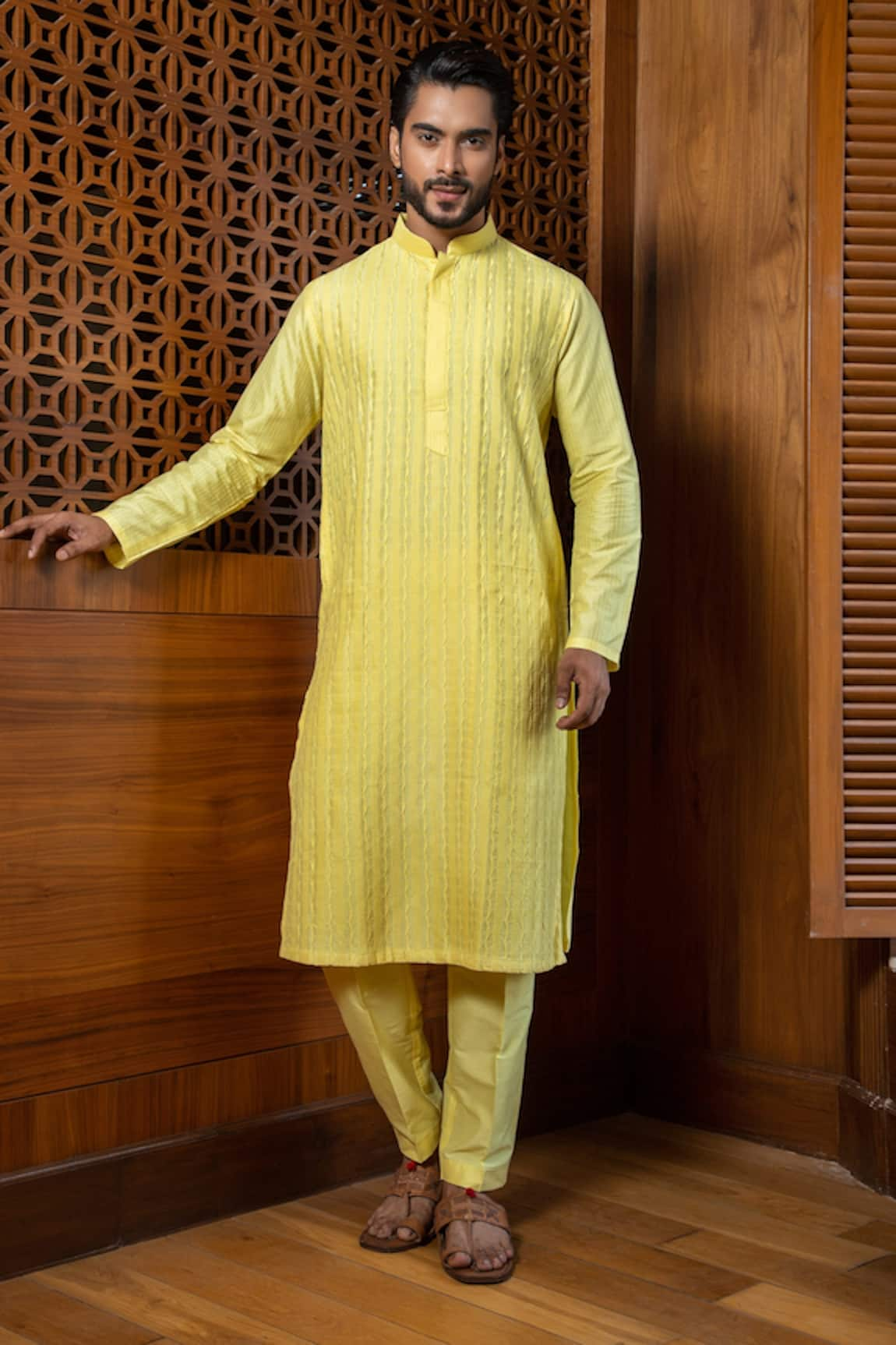 Darshika Menswear Pintuck Kurta Set