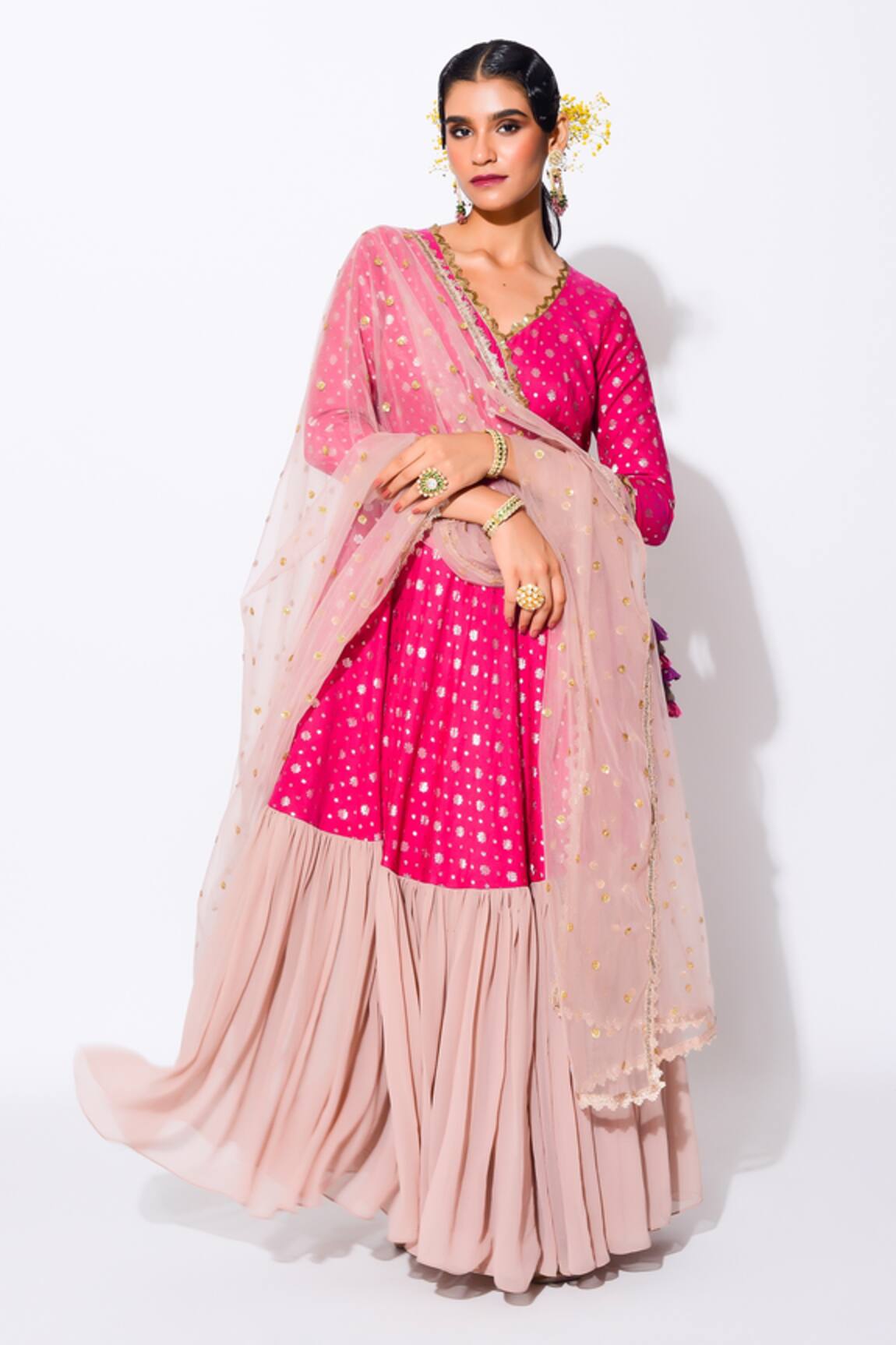 Buy Rishi  Vibhuti Purple Crepe Yoke Embroidered Anarkali And Pant Set  Online  Aza Fashions