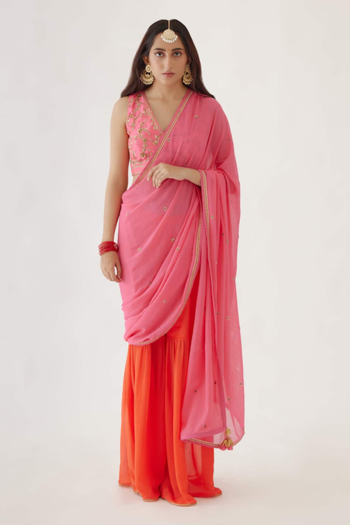 Nikasha Sharara Pant Saree With Blouse 