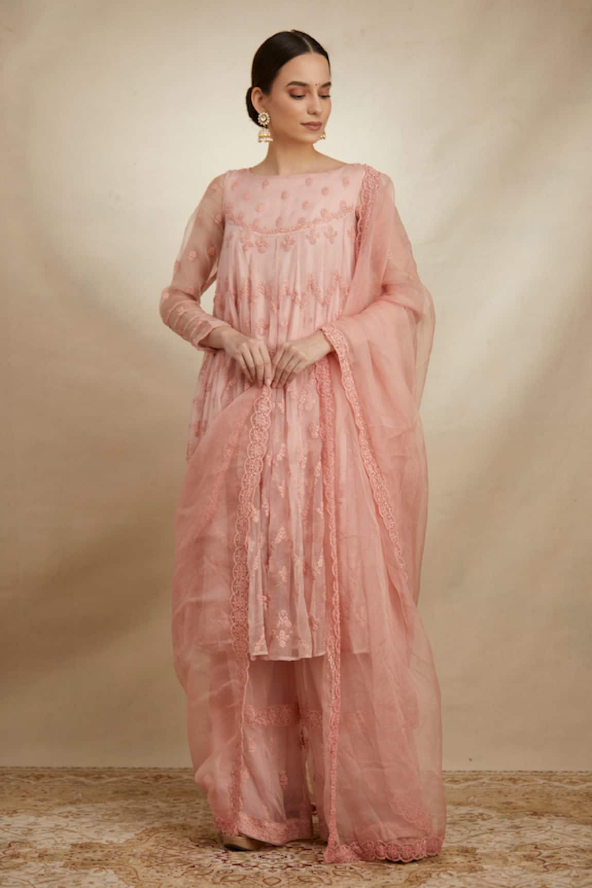 Astha Narang Floral Embroidered Anarkali Palazzo Set