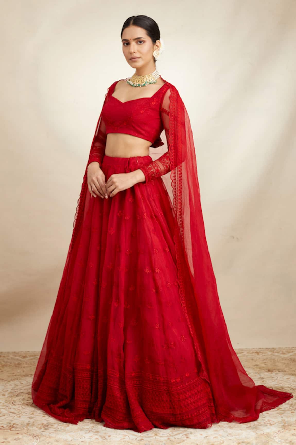 Astha Narang Organza Floral Embroidered Bridal Lehenga Set 