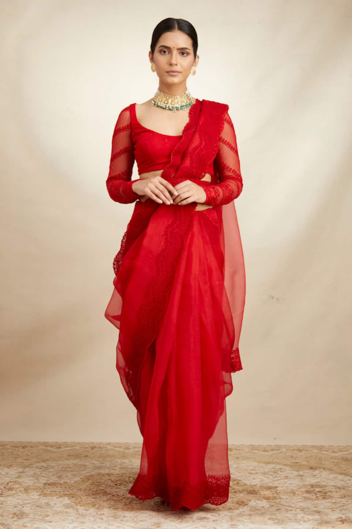 Astha Narang Border Embroidered Saree With Blouse