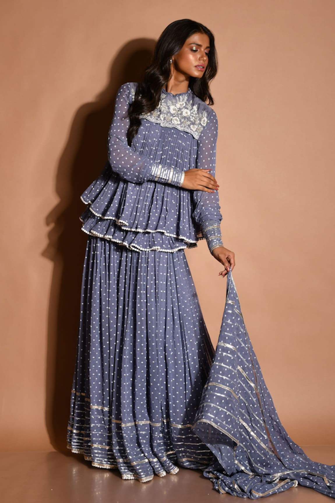 Aksh Geometric Print Kurta Sharara Set