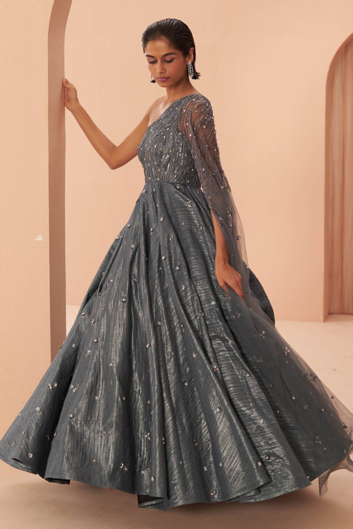 Parul Gandhi Mirage One Shoulder Gown 