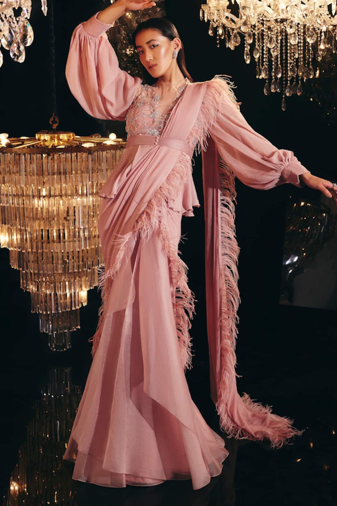 Ridhi Mehra Casey Pre-Draped Saree With Blouse 