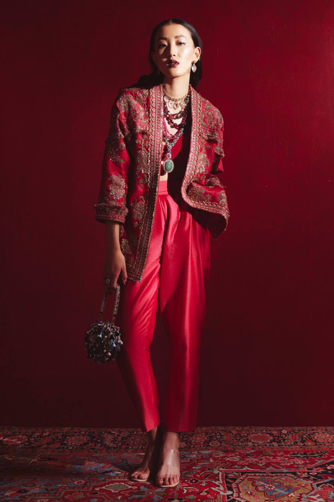Ridhi Mehra Ozella Embroidered Jacket & Pant Set 