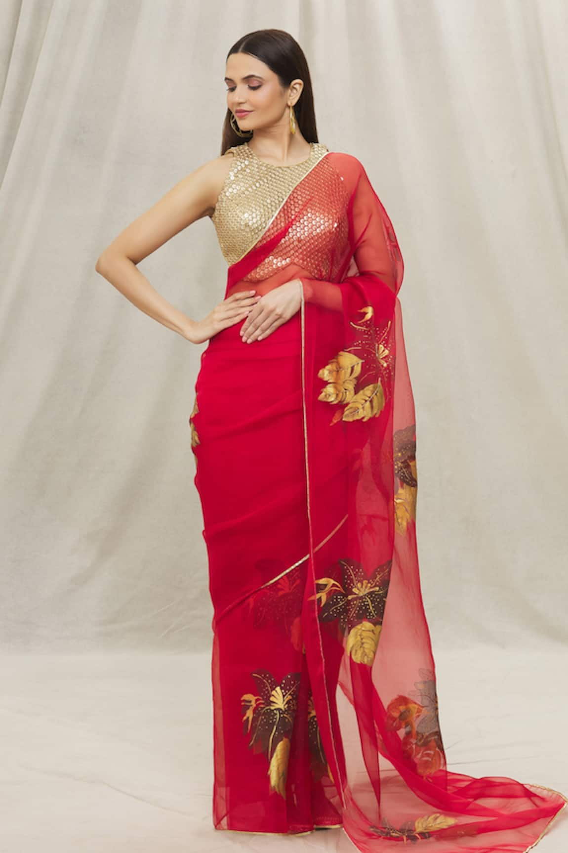 Anaya by Akruthi Leaf Print Saree