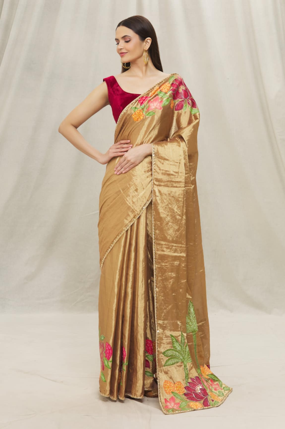 Anaya by Akruthi Floral Embroidered Saree With Blouse