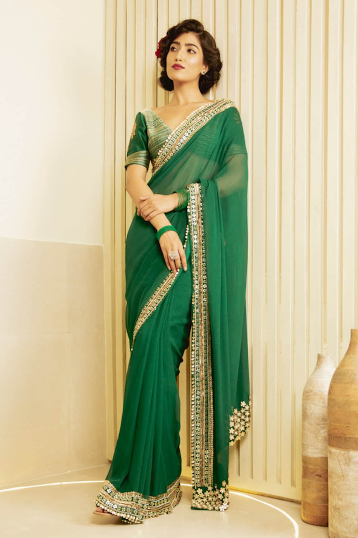 Saksham Neharicka Chanderi Metallic Border Saree