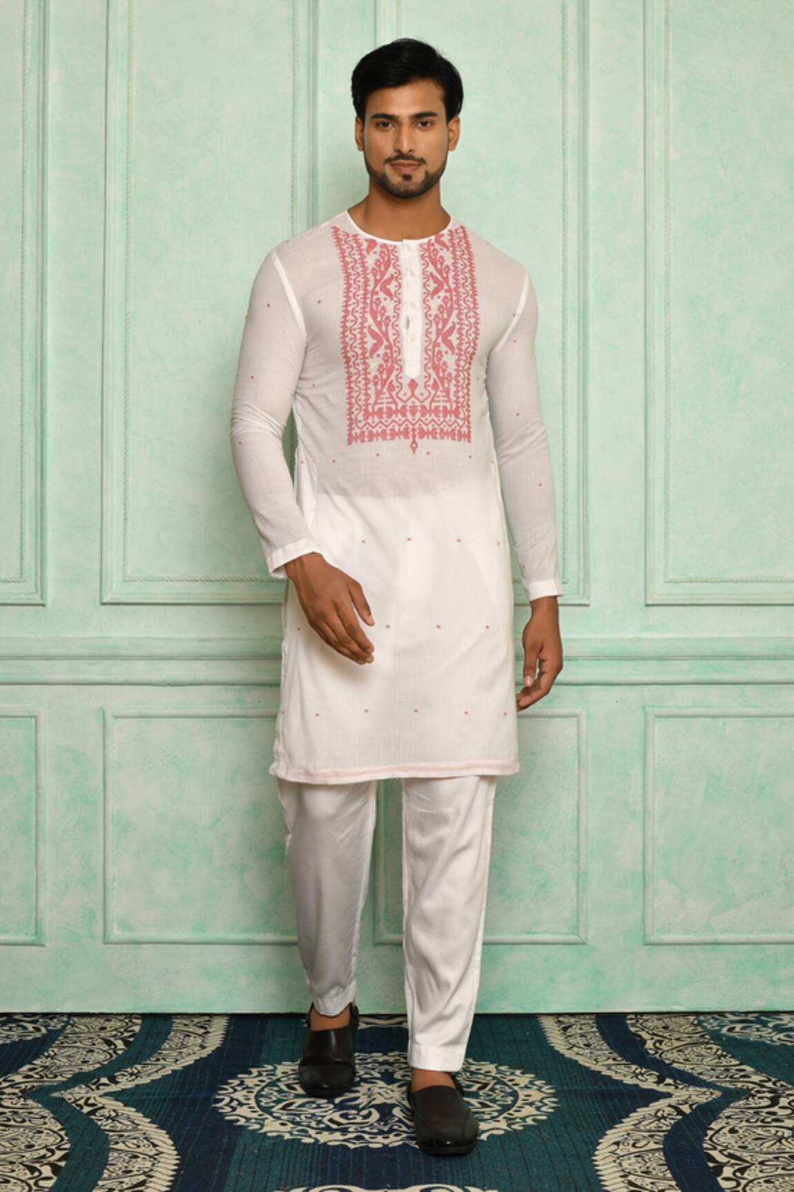 Pranay Baidya Geometric Floral Pattern Kurta Set