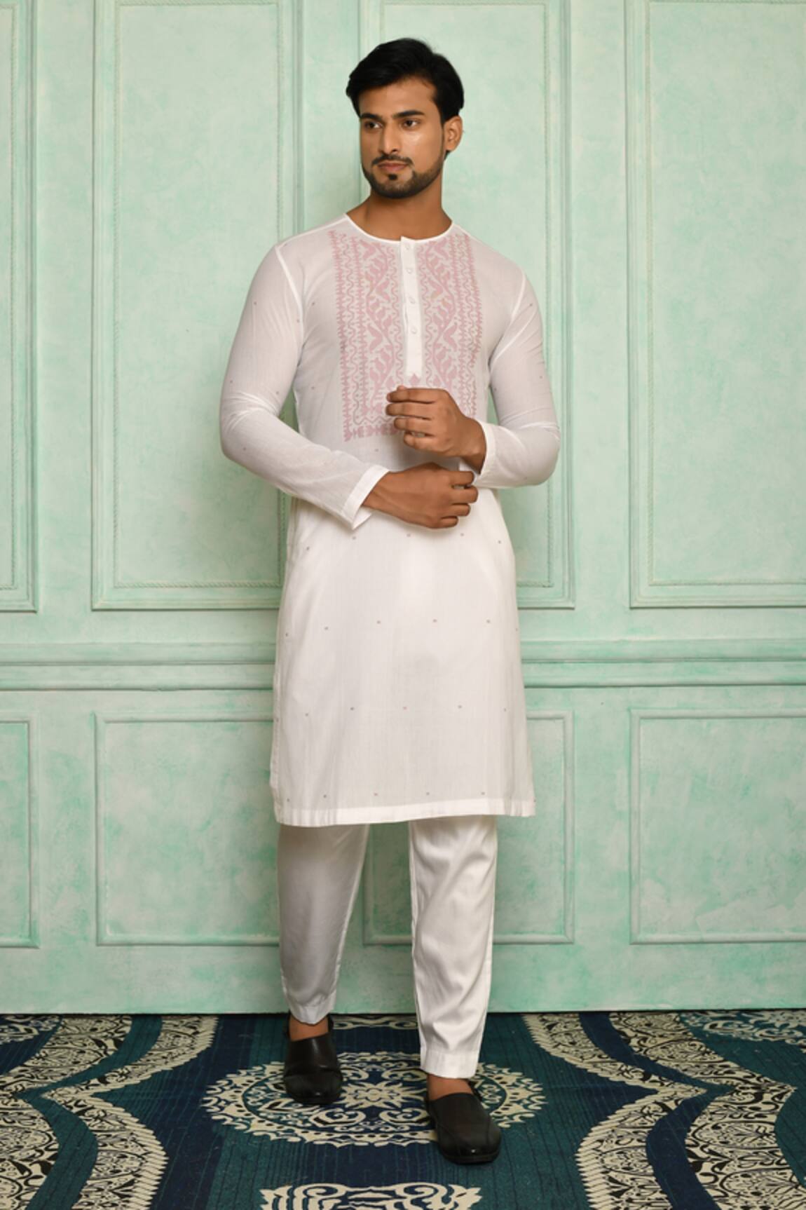 Pranay Baidya Geometric Floral Pattern Kurta Set