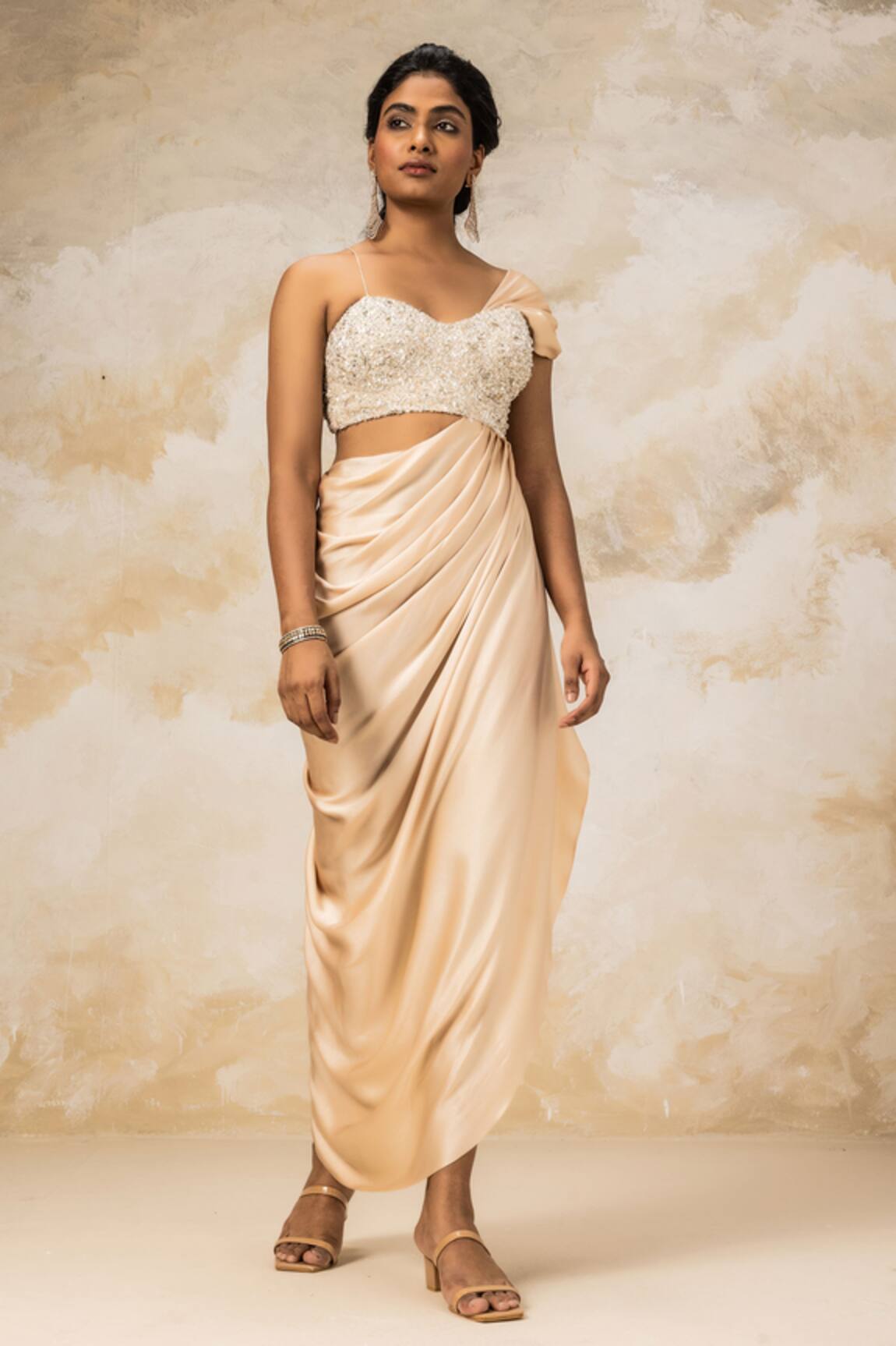 COUTURE BY NIHARIKA Draped Gown With Corset 