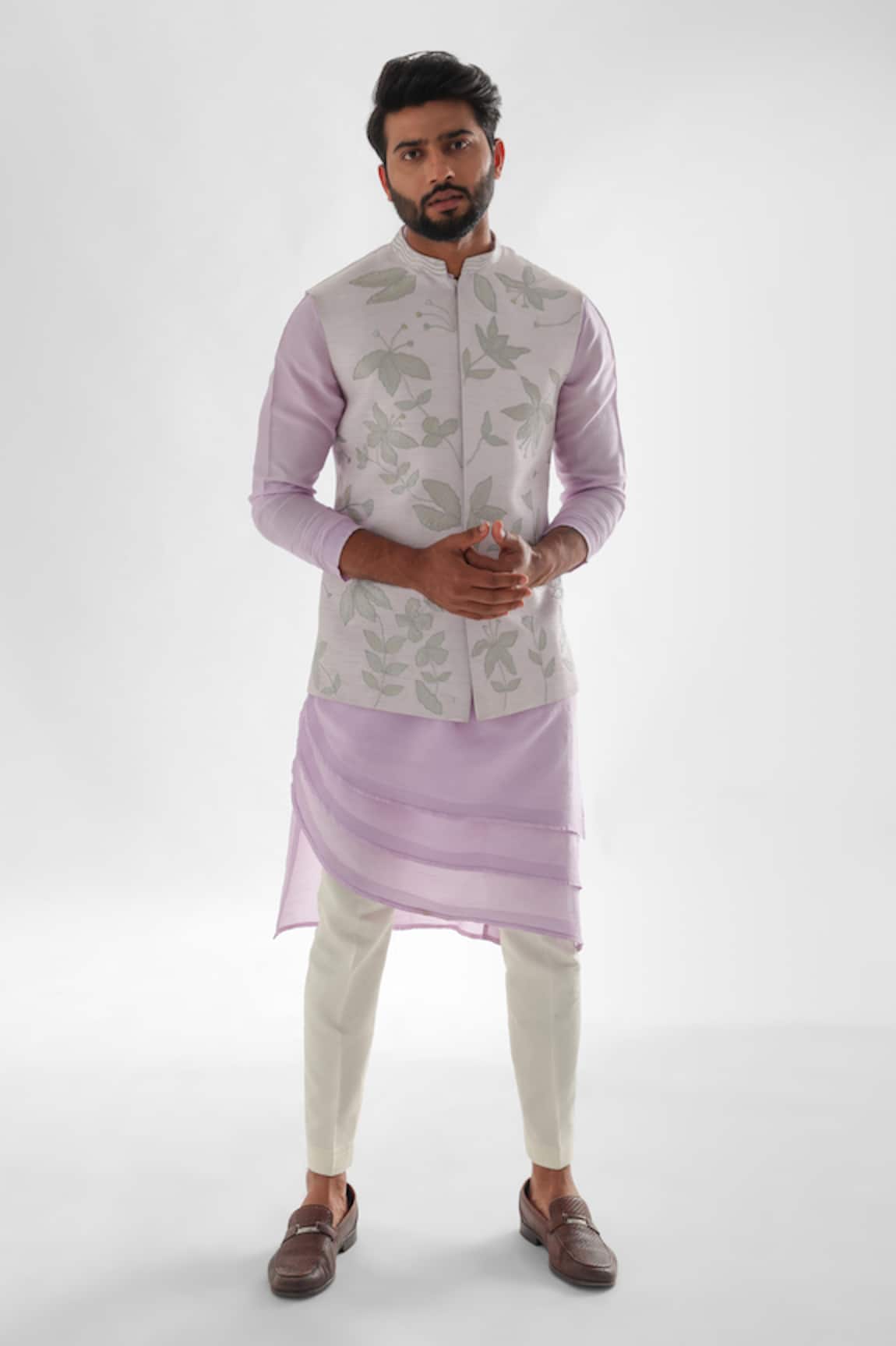 PAARSH Leaf Applique Bundi Kurta Set