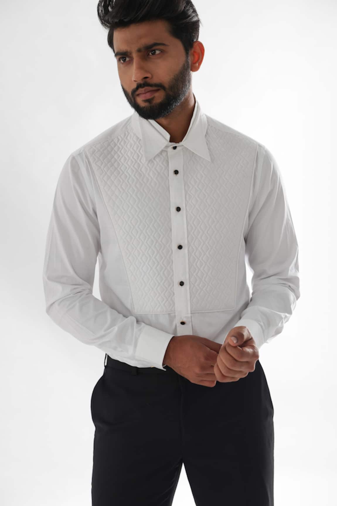 Paarsh Honeycomb Quilted Panel Shirt