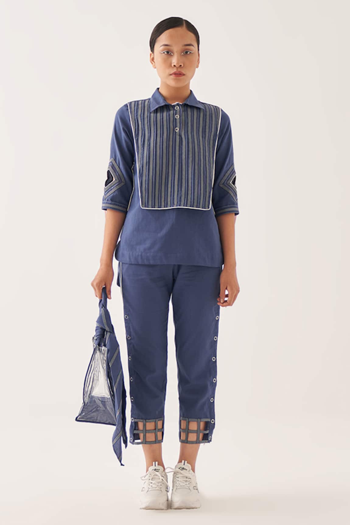 Cross A Line Cotton Linen Top & Straight-Fit Trouser Set