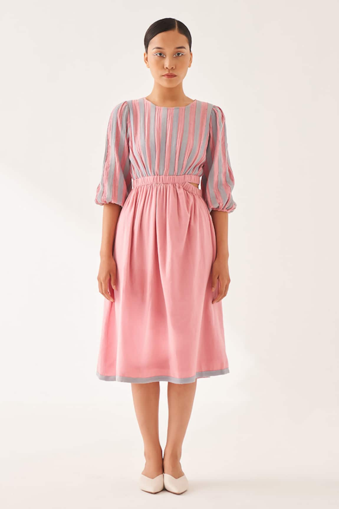 CROSS A LINE Krystal Cotton Linen Dress