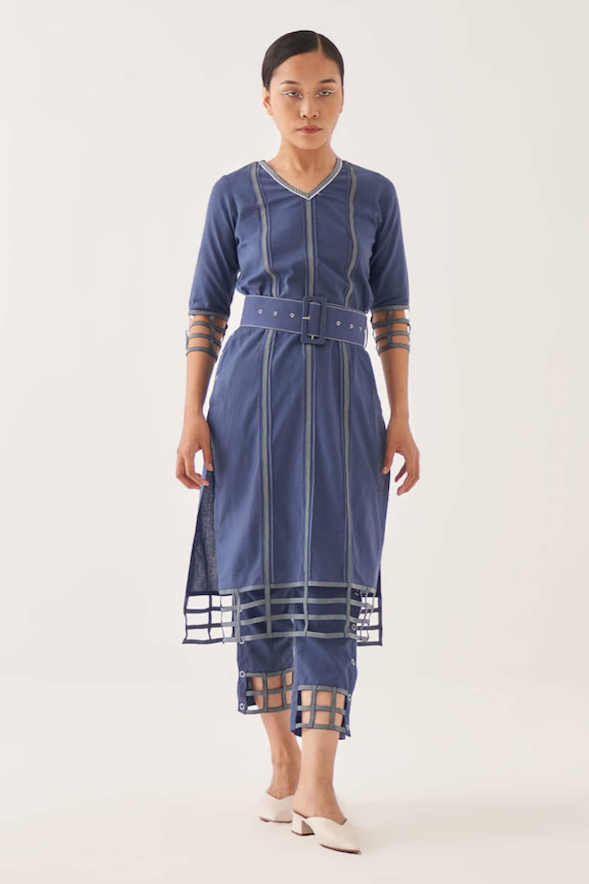 CROSS A LINE Maze Cotton Linen Kurta