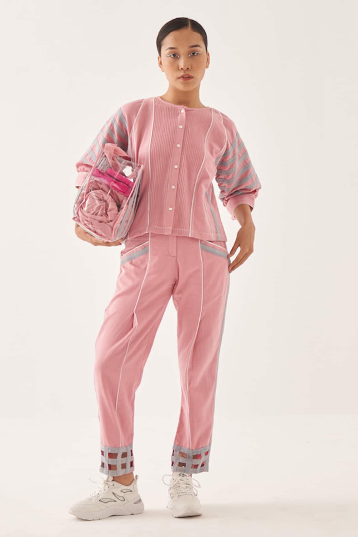 Cross A Line Bine Cotton Linen Shirt & Straight-Fit Trouser Set