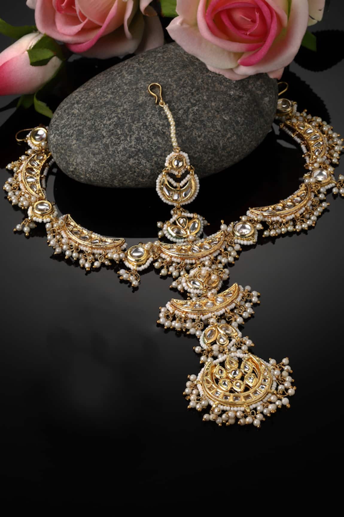 Dugran By Dugristyle Kundan & Pearl Embellished Mathapatti