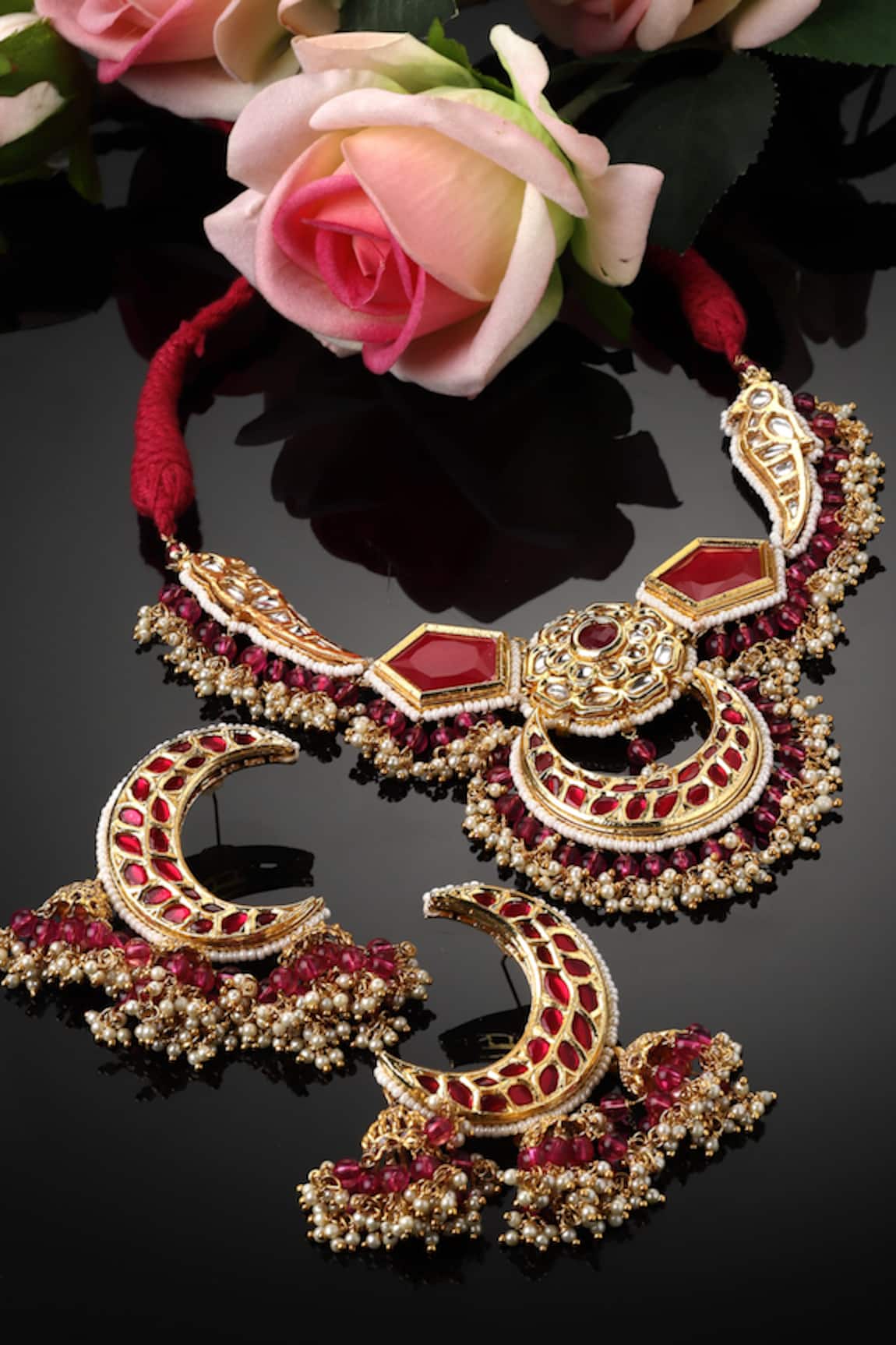 Dugran By Dugristyle Kundan & Natural Stones Embellished Necklace Set