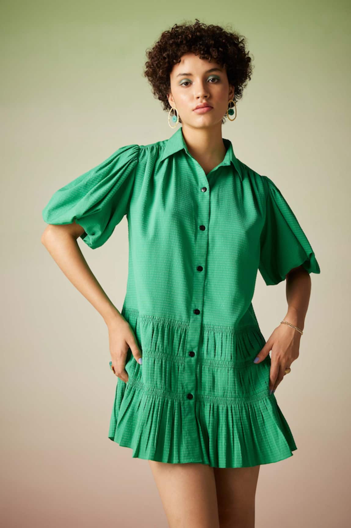Verb By Pallavi Singhee Puff Sleeve Shirt Dress 