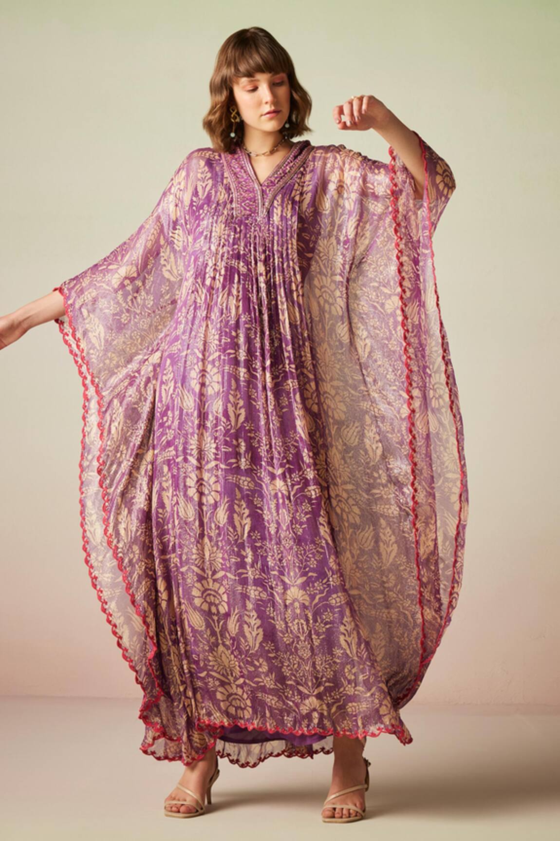 Verb by Pallavi Singhee Floral Print Butterfly Sleeve Kaftan