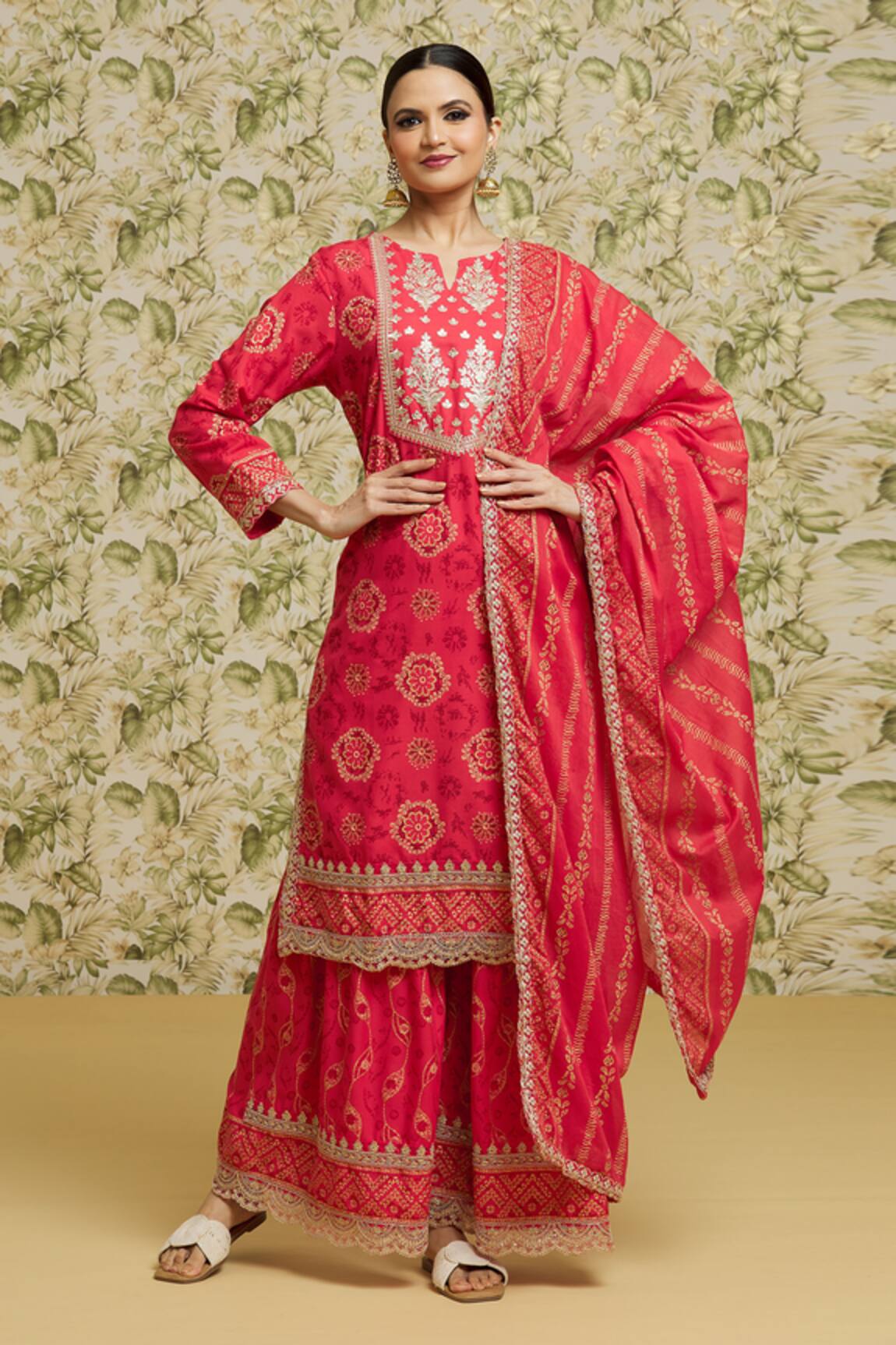 Nazaakat by Samara Singh Floral Blossom Print Kurta Sharara Set