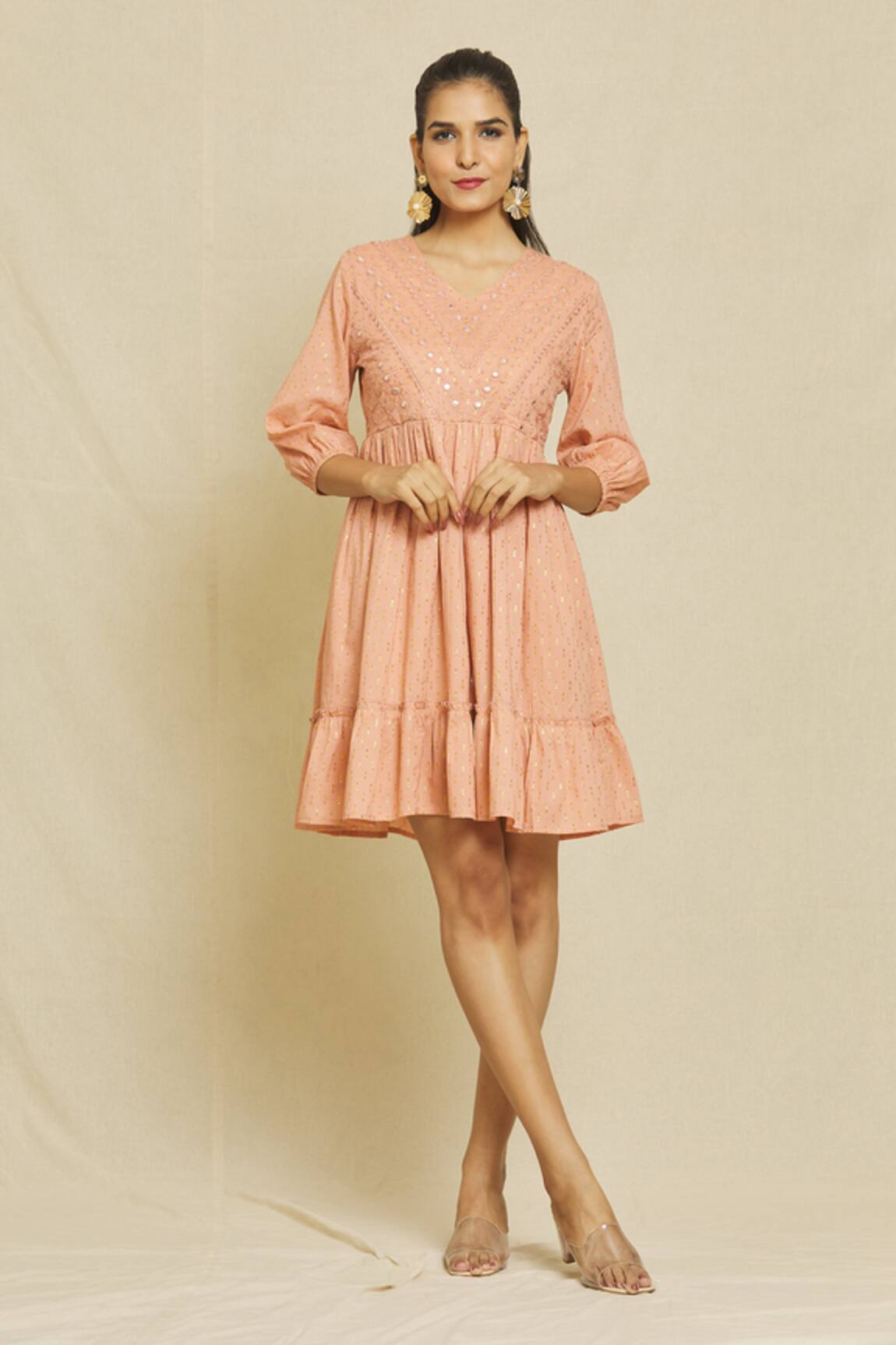 Nazaakat by Samara Singh Embroidered Yoke Tiered Dress