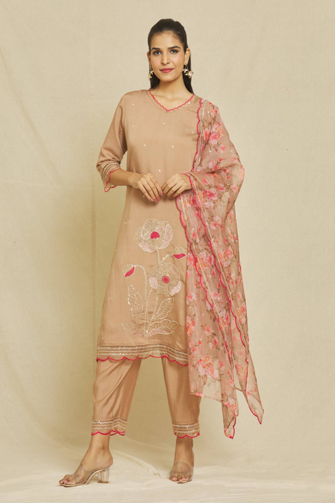 Nazaakat by Samara Singh Embroidered Kurta Set With Printed Dupatta