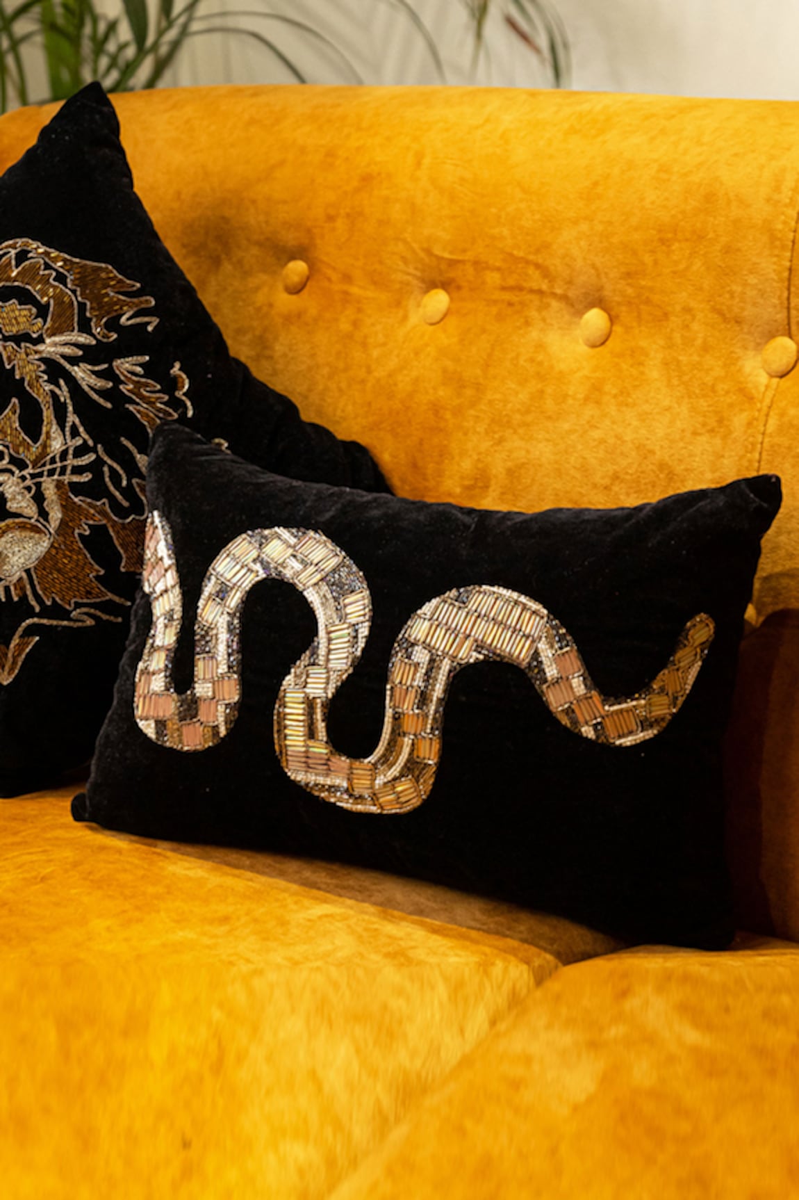 ALCOVE Sequin Embroidered Python Cushion Cover