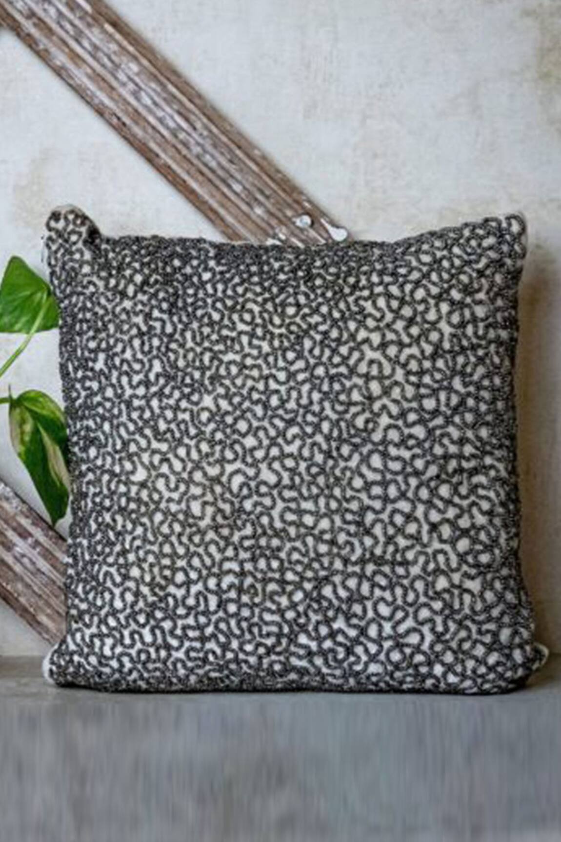 ALCOVE Water Bead Embroidered Square Cushion Cover