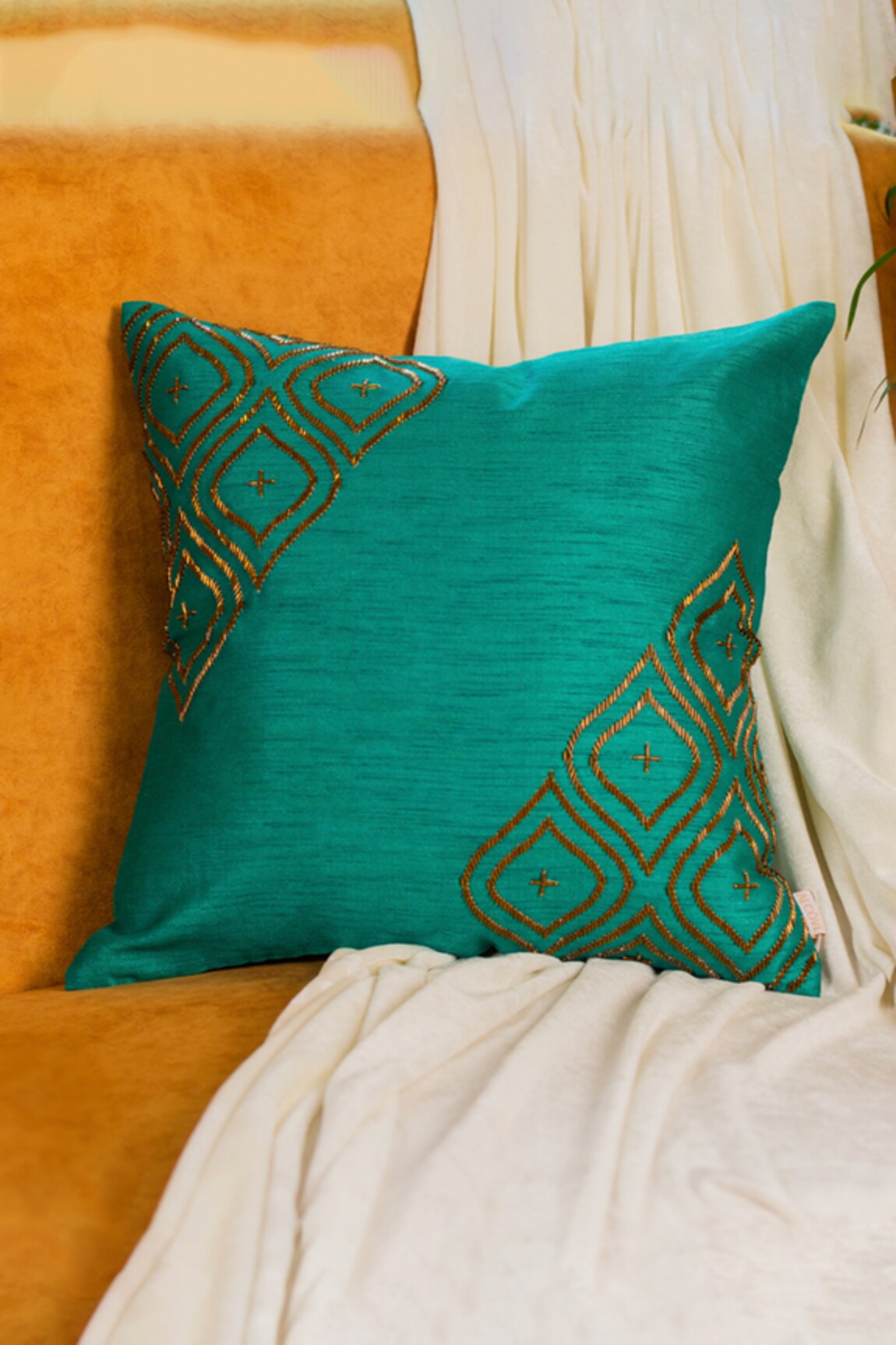 ALCOVE Cutdana Placement Embroidered Cushion Cover